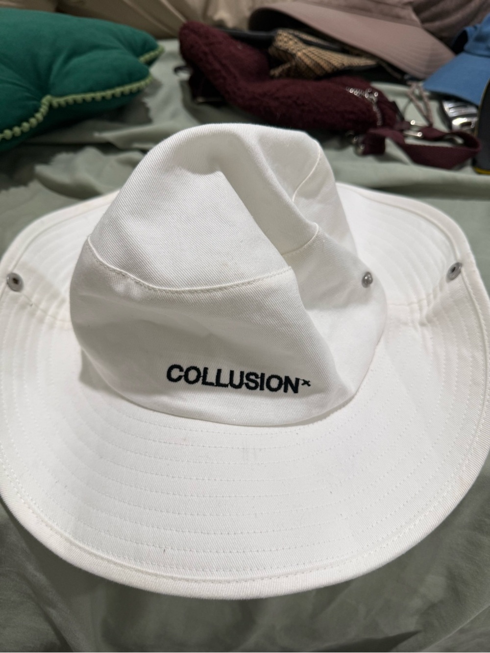 Collusion White Cotton Bucket Hat with Embroidered Logo - Picture 2 of 2